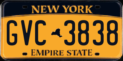NY license plate GVC3838