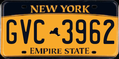 NY license plate GVC3962