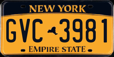 NY license plate GVC3981