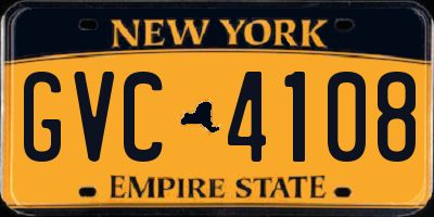 NY license plate GVC4108