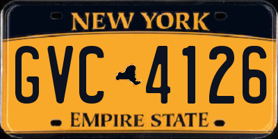 NY license plate GVC4126
