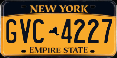 NY license plate GVC4227