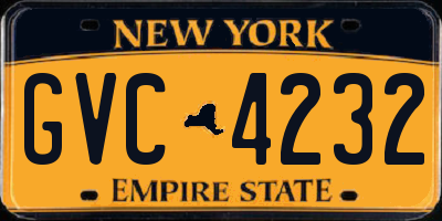 NY license plate GVC4232