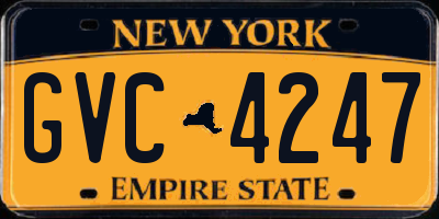 NY license plate GVC4247