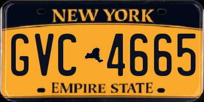 NY license plate GVC4665