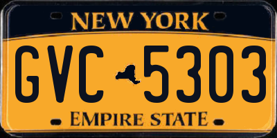 NY license plate GVC5303