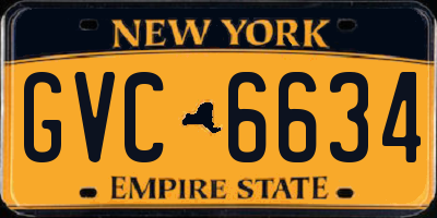 NY license plate GVC6634