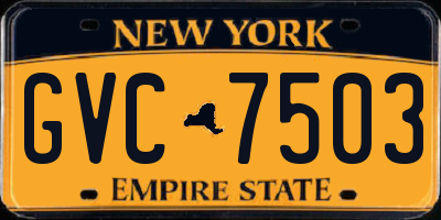 NY license plate GVC7503