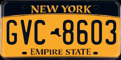 NY license plate GVC8603