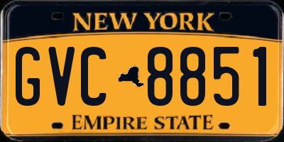 NY license plate GVC8851