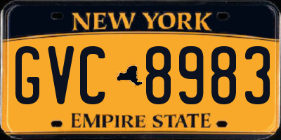 NY license plate GVC8983