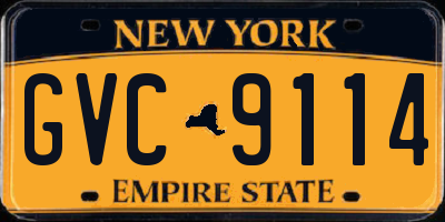 NY license plate GVC9114