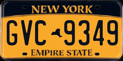 NY license plate GVC9349
