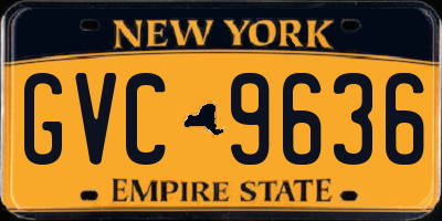 NY license plate GVC9636