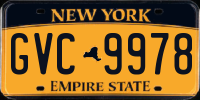NY license plate GVC9978