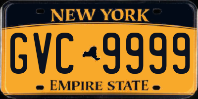NY license plate GVC9999