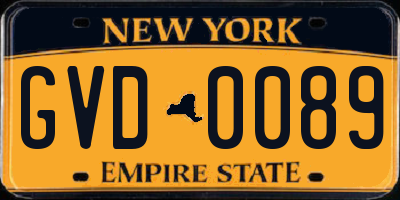 NY license plate GVD0089