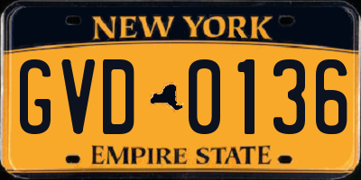 NY license plate GVD0136