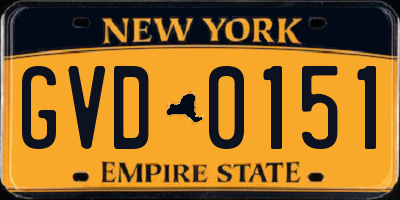 NY license plate GVD0151