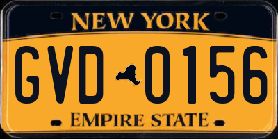 NY license plate GVD0156