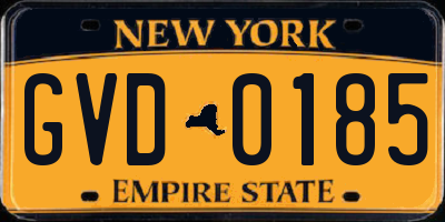 NY license plate GVD0185