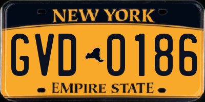 NY license plate GVD0186