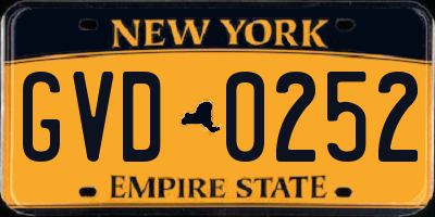 NY license plate GVD0252