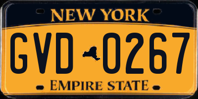 NY license plate GVD0267