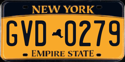 NY license plate GVD0279