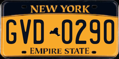 NY license plate GVD0290