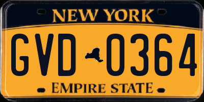 NY license plate GVD0364