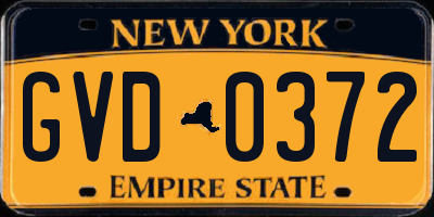NY license plate GVD0372