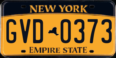 NY license plate GVD0373