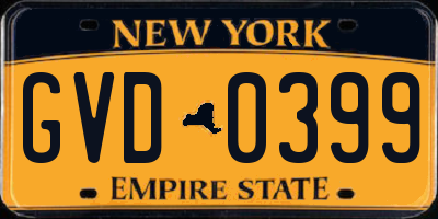 NY license plate GVD0399