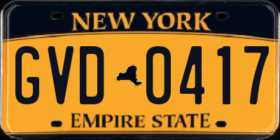 NY license plate GVD0417