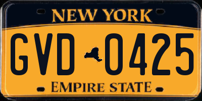 NY license plate GVD0425