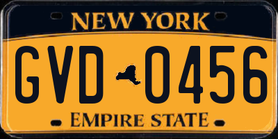 NY license plate GVD0456