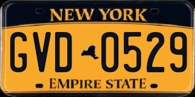 NY license plate GVD0529