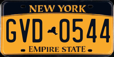 NY license plate GVD0544