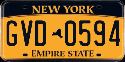 NY license plate GVD0594
