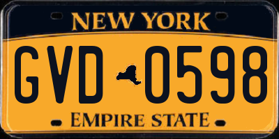 NY license plate GVD0598