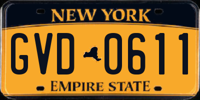 NY license plate GVD0611