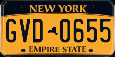 NY license plate GVD0655