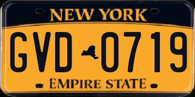 NY license plate GVD0719