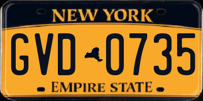 NY license plate GVD0735