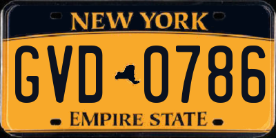 NY license plate GVD0786