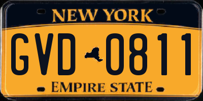 NY license plate GVD0811