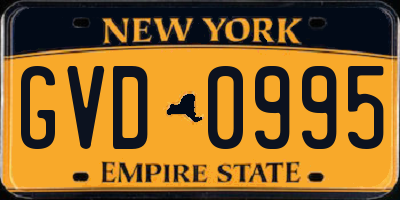 NY license plate GVD0995