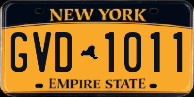 NY license plate GVD1011