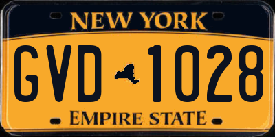 NY license plate GVD1028